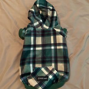 Spark Paws Green Flannel Dog Hoodie (Size L)
